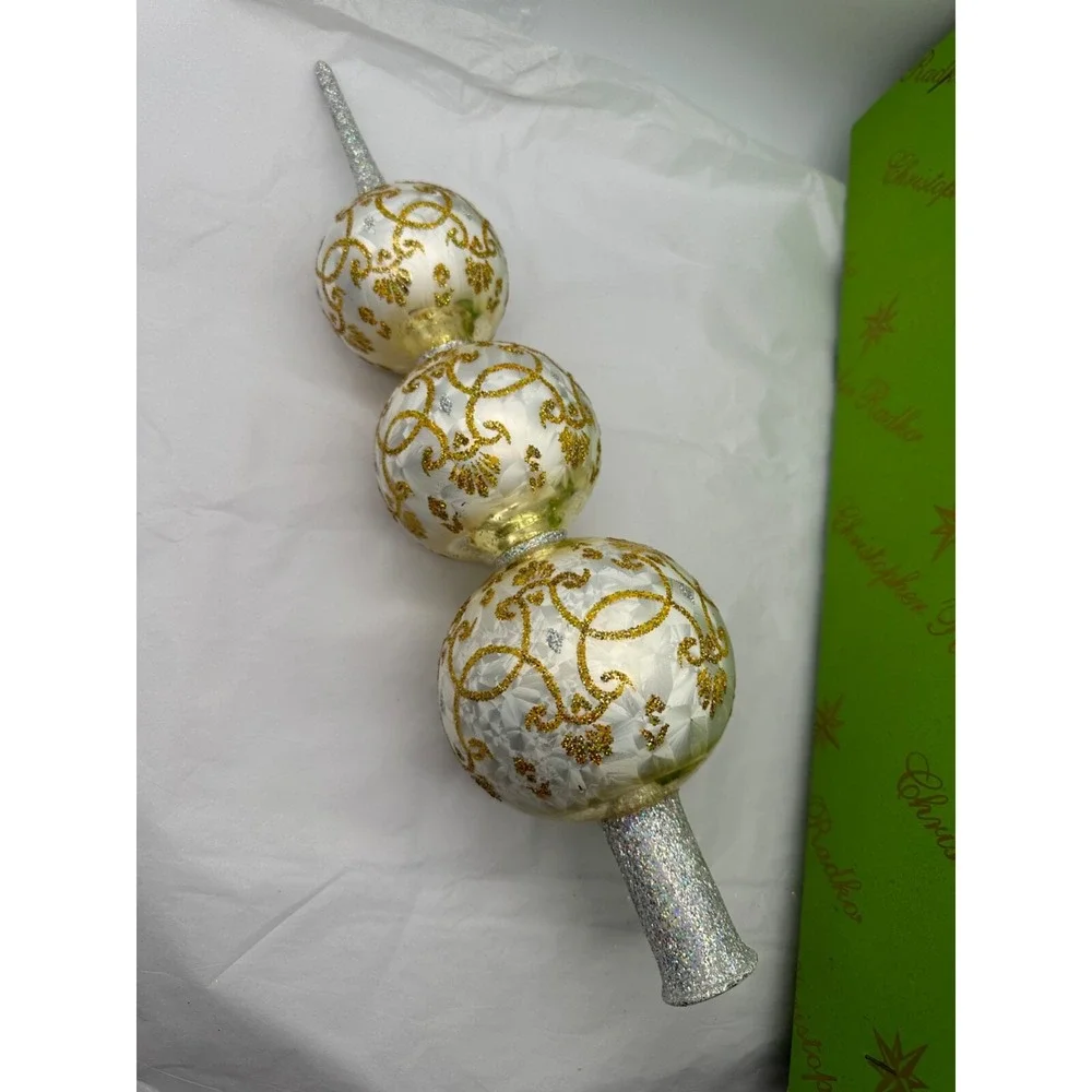 Christopher Radko White‎ Fascination Finial Tree Topper 1012614 16.5